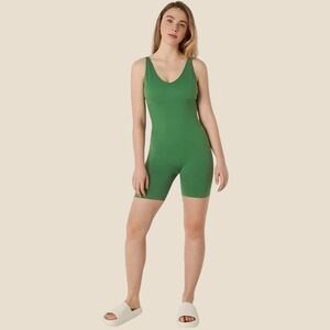PINK Active Bodysuit Women XXL Green Seamless V-Neck Adjustable Romper One Piece